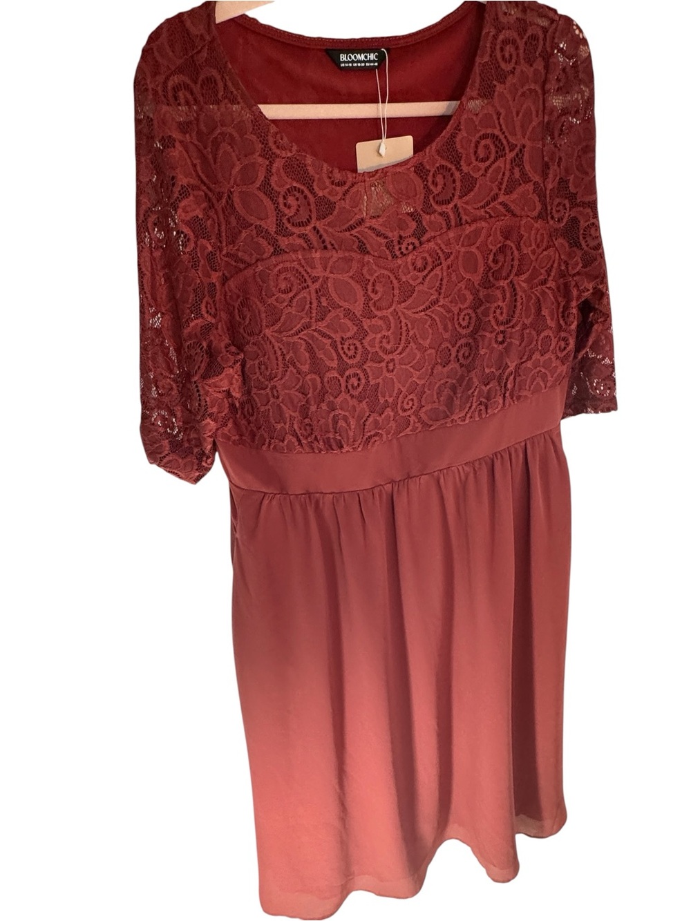 BloomChic NWT Rust Lace-Top Women's Dress